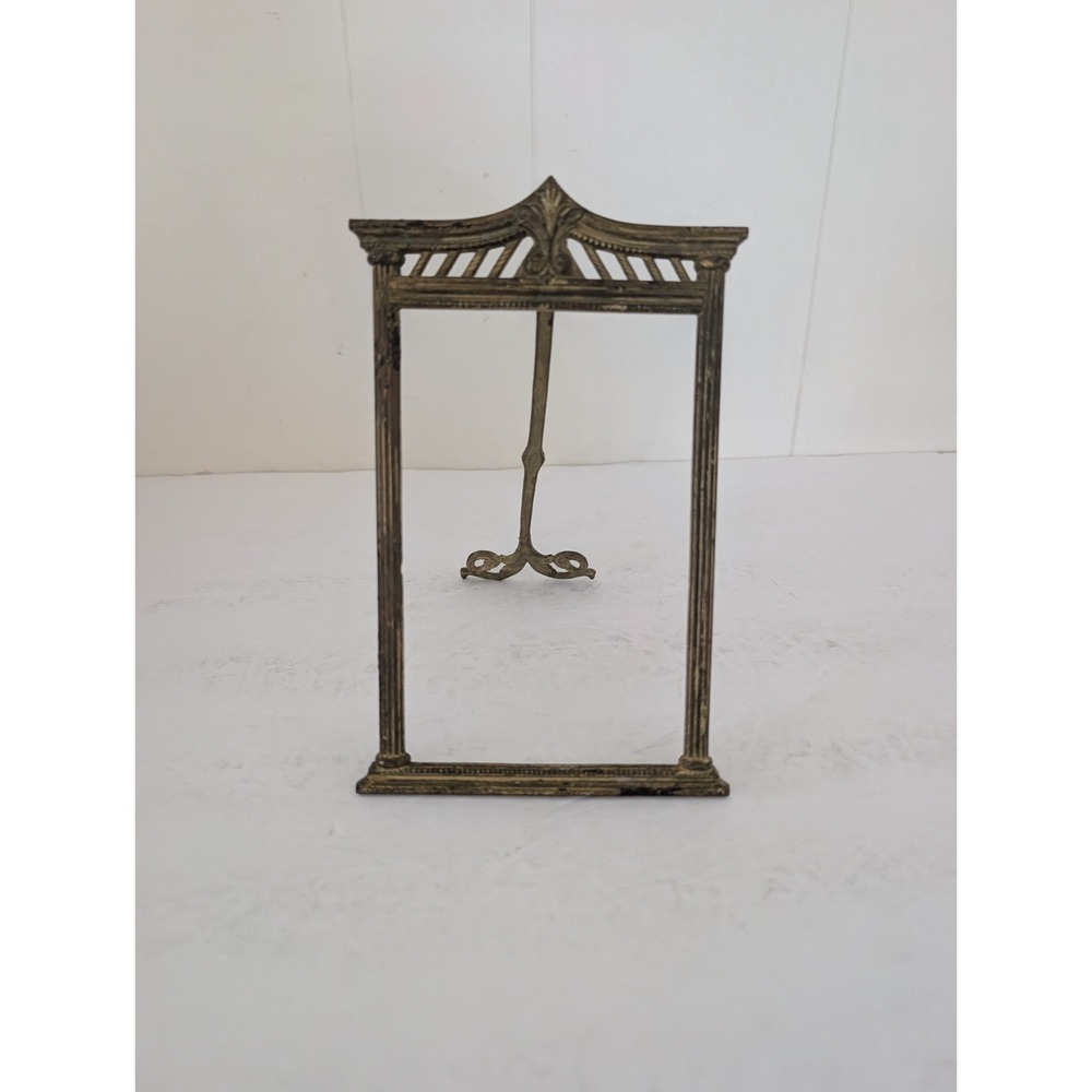 Antique c.1900 Cast Brass Architectural 4x6 Frame #731 Original Easel No Glass - Picture 2 of 16